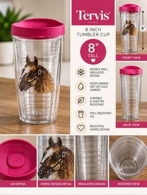 Tervis 8 inch pink horse cup #32